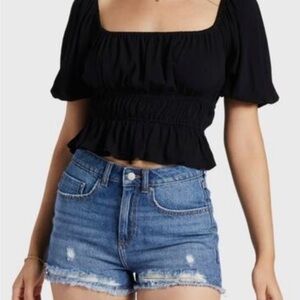 Roxy Black Women's Square Neck Crop Top